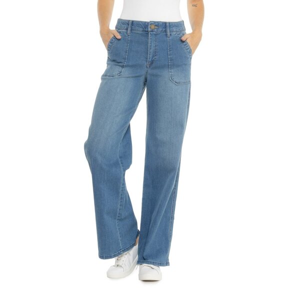 NEW Democracy AbTechnology Skyrise Pork Chop Pocket Denim Jeans Wide Leg 1125 3S - Picture 3 of 5